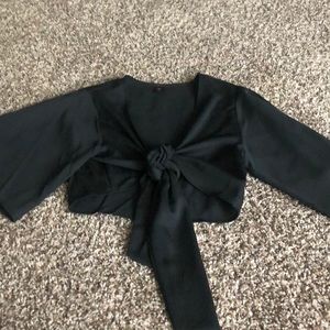 Black front tie top